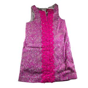 Lilly Pulitzer Toddler Girls Pink & White Textured Dress back zipper 3T